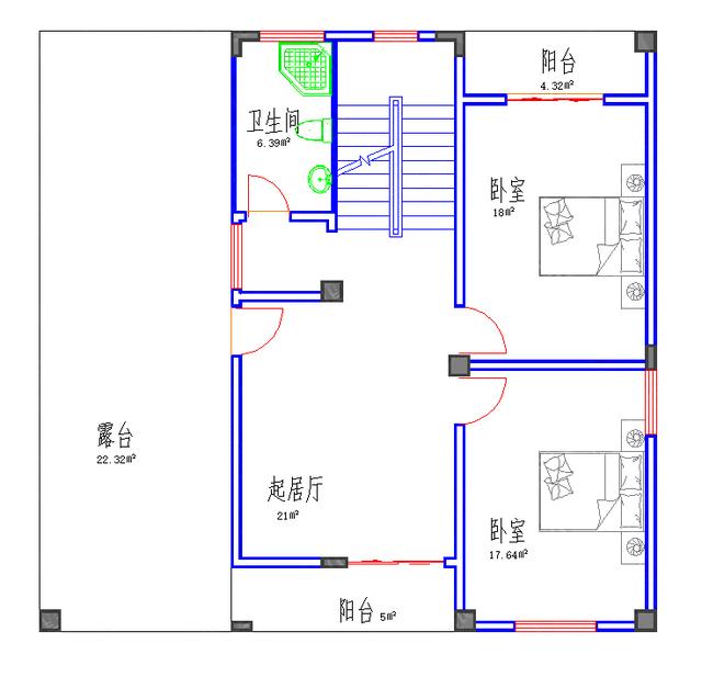 三層平屋頂自建房設計圖，簡單易建35萬3廳6室4衛小戶型帶車庫臥室套間