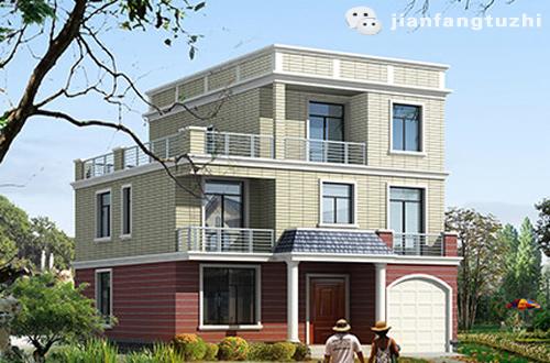 三層平屋頂自建房設計圖，簡單易建35萬3廳6室4衛小戶型帶車庫臥室套間