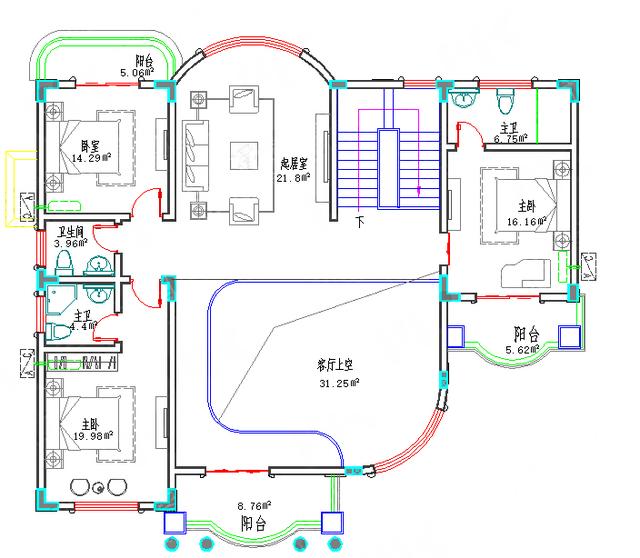 全套Cad復式四層豪華歐式城堡別墅施工圖，外觀大氣，你想要的應有盡有