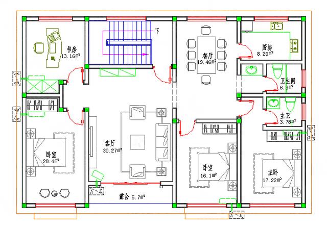 三層農(nóng)村自建房設(shè)計圖外觀簡約時尚施工簡單，有多個飄窗帶車庫主臥套間