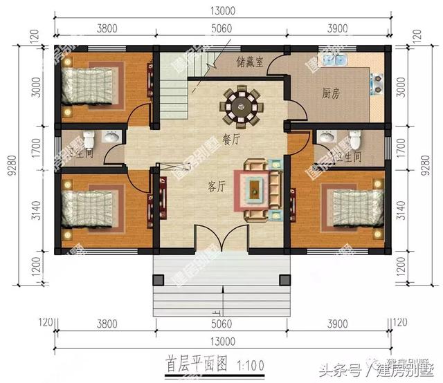 3棟二層農村別墅戶型圖，別墅漂亮圖紙詳細，誰看了都會贊不絕口