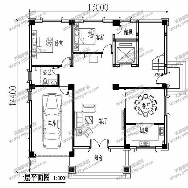 13X14.4米別墅設計圖，6層設計，農村自建房也能高大上！