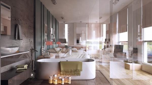 外國的浴室造在這種地方，太露了