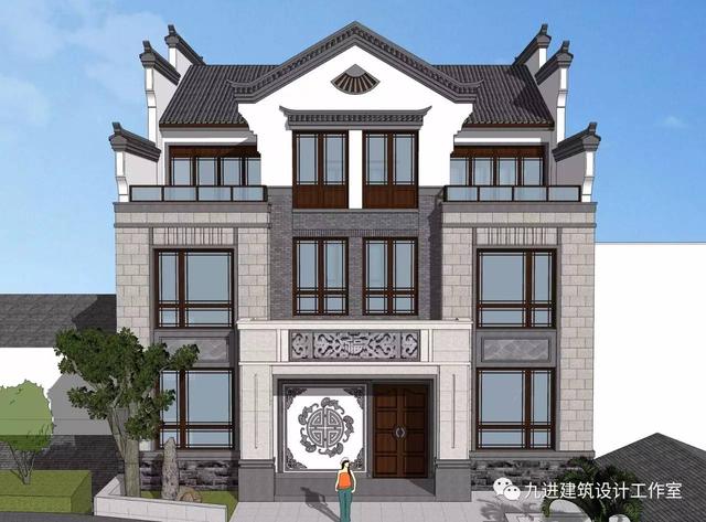 隱在山嶺川谷之中的徽式新民宅，雙大門高低層豪華休閑別墅