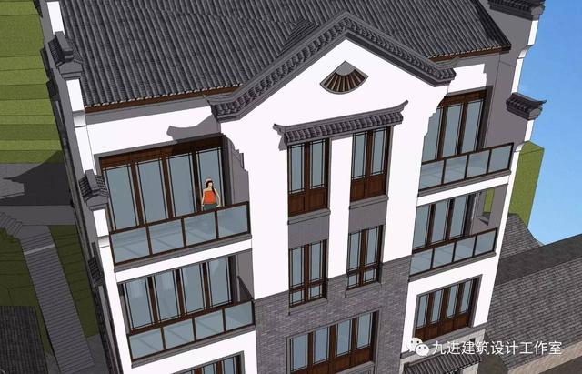 隱在山嶺川谷之中的徽式新民宅，雙大門高低層豪華休閑別墅