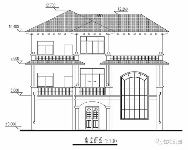 12X14米三層田園歐式別墅，旋轉樓梯帶大露臺，好看又實用！