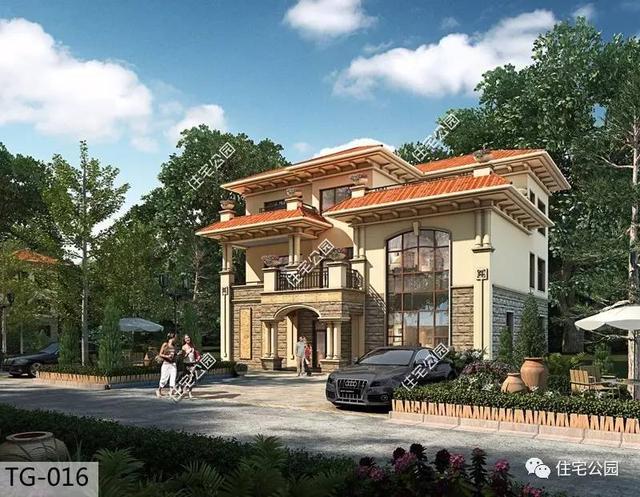 12X14米三層田園歐式別墅，旋轉樓梯帶大露臺，好看又實用！