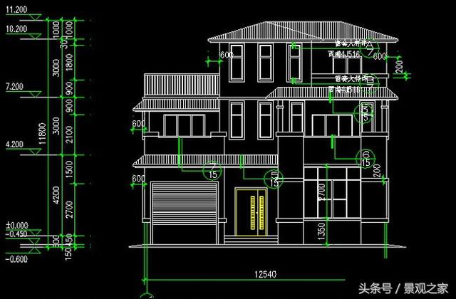帶車庫三層房屋設(shè)計(jì)圖紙，新農(nóng)村自建房屋