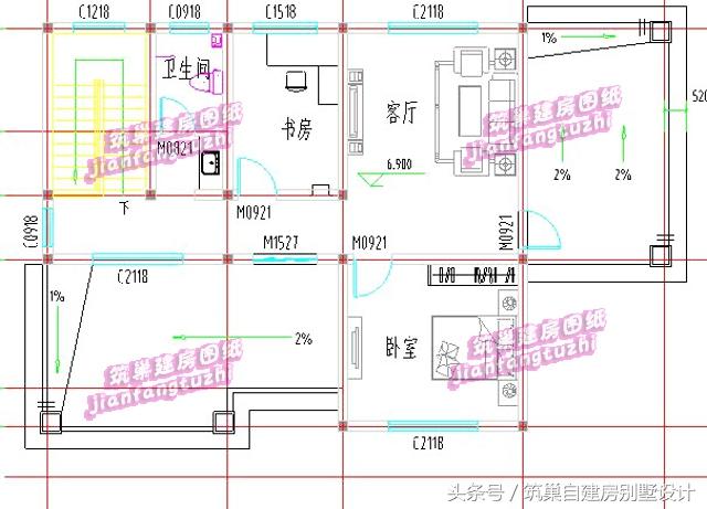 帶車庫磚混結構三層農村自建房別墅效果圖建筑圖，戶型簡約不簡單