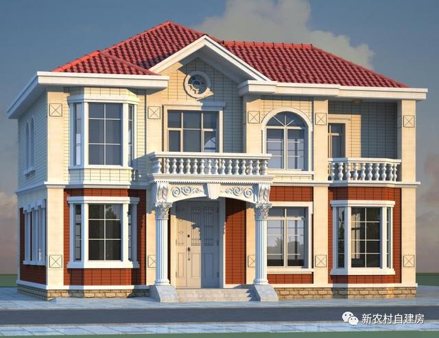 15x10米二層農村別墅設計圖，8間臥室，含平面圖和立面圖