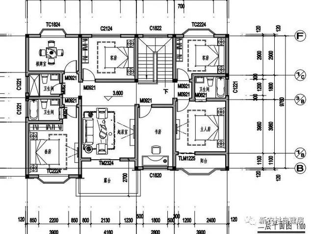 15x10米二層農村別墅設計圖，8間臥室，含平面圖和立面圖