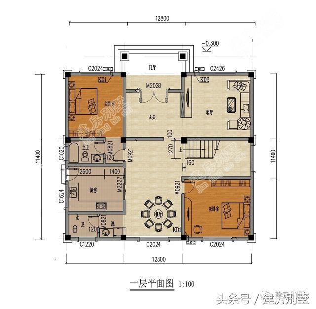 12.8×11.4米三層農村別墅，多少人盼了一輩子就為這套房