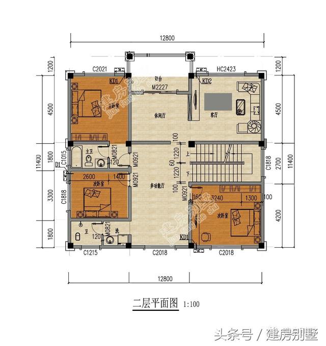 12.8×11.4米三層農村別墅，多少人盼了一輩子就為這套房