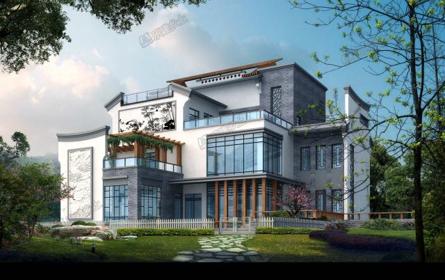 三層帶地下室+庭院別墅，一個平面方案，兩種外觀設計