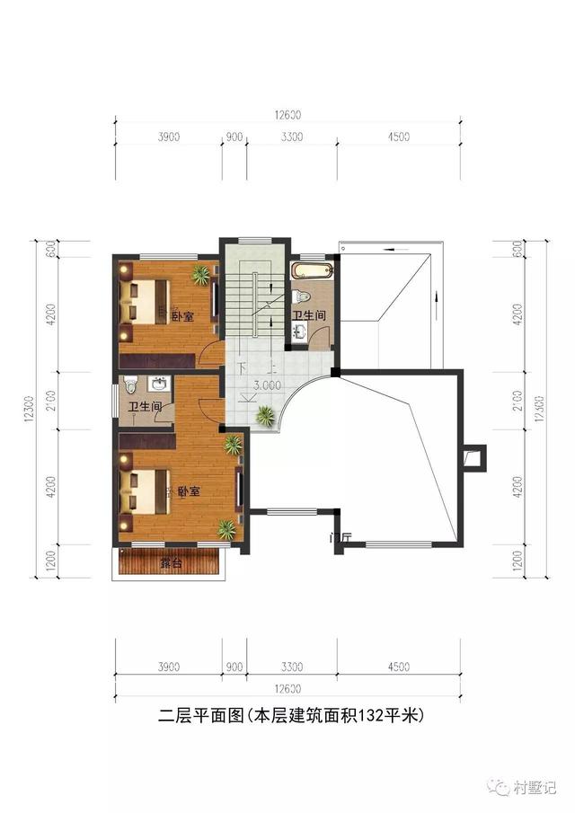 12.6×12.3米帶挑空客廳的歐式農村別墅，丈母娘都夸好