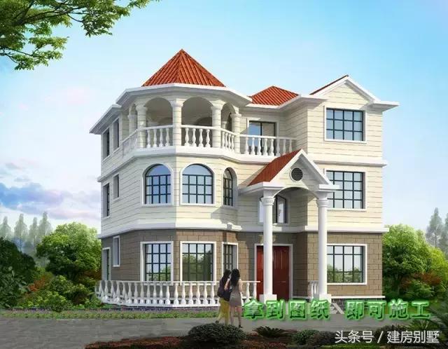 11.7×11.1三層農(nóng)村別墅，坐樓頂亭子里看長(zhǎng)天一色