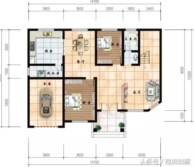 14.7×10.2米兩層農村別墅，整個鎮上再也找不出第二棟了