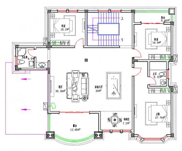 剛建成的復式三層別墅圖：65萬210㎡3廳7室帶KTV房活動廳套間，一樣豪華大氣