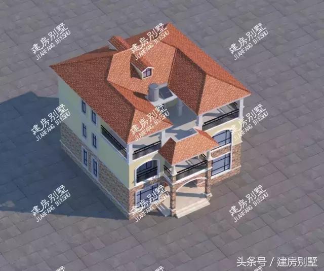 13.2×15.1米三層農(nóng)村別墅，真石漆搭配文化石，經(jīng)濟(jì)又美觀