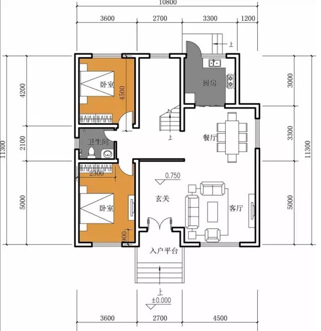 11X12米方正農村小別墅，非常符合農村的風俗，帶平面圖