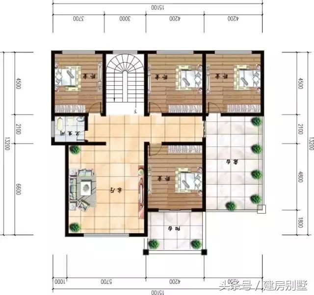 15.1×13.2米三層農村別墅，精致的歐式風格，全家的最愛