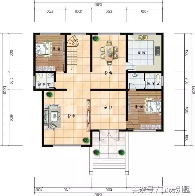 15.1×13.2米三層農村別墅，精致的歐式風格，全家的最愛