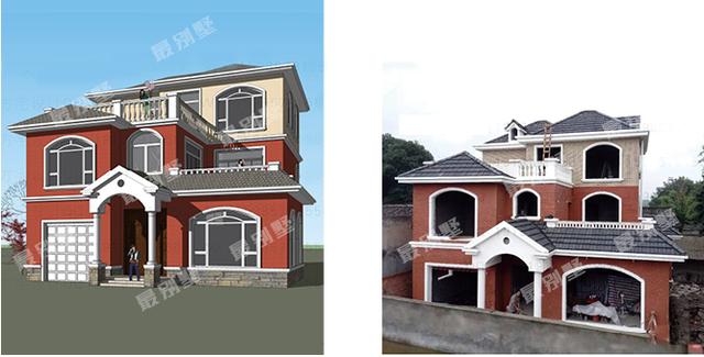 農村別墅效果圖實景圖直接對比，誰說實景圖不如效果圖