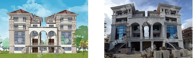 農村別墅效果圖實景圖直接對比，誰說實景圖不如效果圖