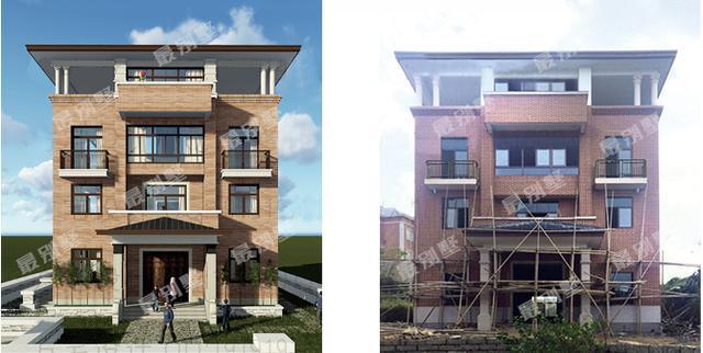 農村別墅效果圖實景圖直接對比，誰說實景圖不如效果圖