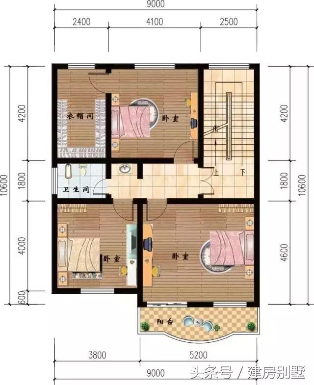 9×10.6米三層農(nóng)村別墅，占地面積不超100平米的最佳戶型