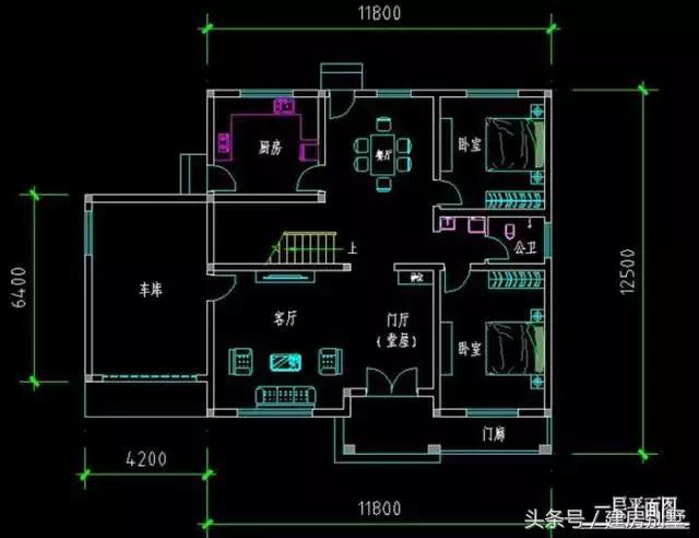 16×12.5米兩層農(nóng)村別墅，堂屋書屋車庫露臺(tái)一樣不落