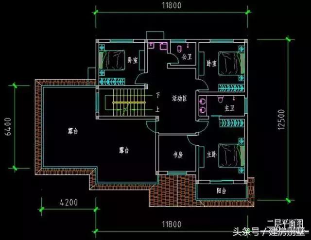16×12.5米兩層農(nóng)村別墅，堂屋書屋車庫露臺(tái)一樣不落