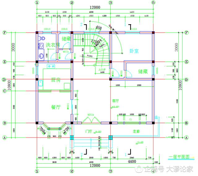 帶旋轉樓梯的農村別墅戶型，建好了就是人生贏家