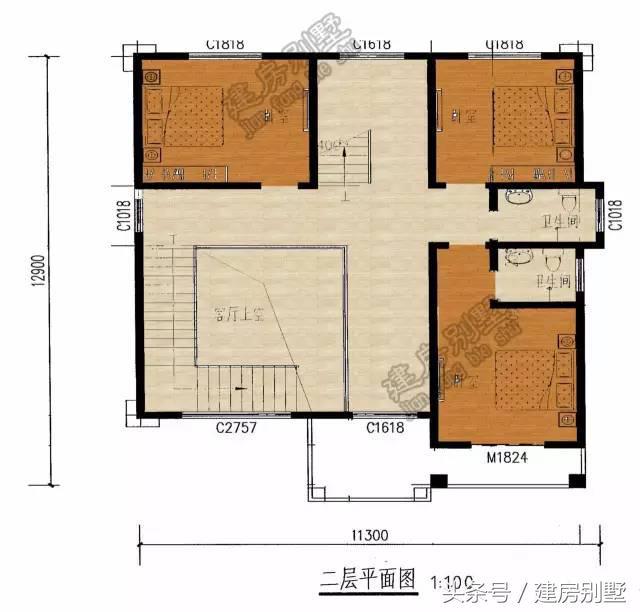 11.3×12.9米三層農村別墅，經典不過時戶型