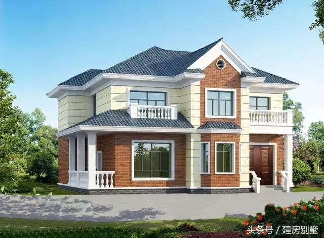 13.6×12.3米兩層農(nóng)村別墅，帶飄窗還有門廊