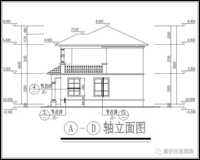 20萬內的農村私人別墅設計圖，14x9米，含平面圖和立面圖
