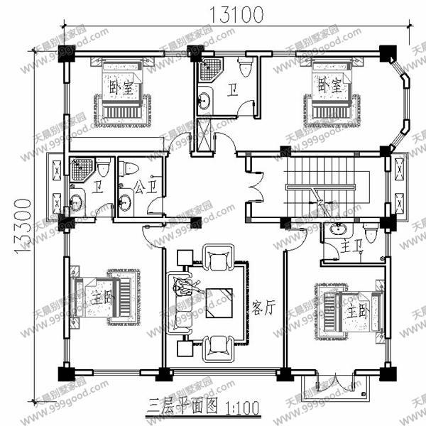 3套三層半別墅設(shè)計(jì)圖，第一套造價(jià)只要33萬(wàn)