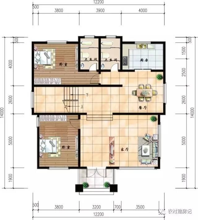12.2×14米挑空客廳三層農村別墅，這樣的房子你建不建