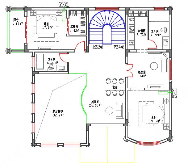復式三層70萬180㎡別墅施工圖，帶地下室酒窖家庭影院吧臺，將住房和娛樂完美結合的農村別墅戶型圖