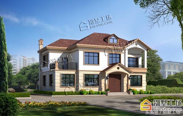 二層簡(jiǎn)歐風(fēng)格的別墅設(shè)計(jì)圖紙，15X8.9m大面寬小進(jìn)深，功能齊全帶堂屋開(kāi)放式餐廳