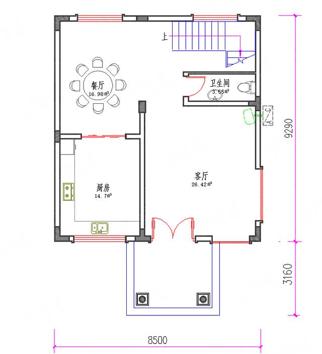 二層小戶型帶挑空客廳自建房全套施工圖，15萬80㎡1廳2室建筑結(jié)構(gòu)水電齊