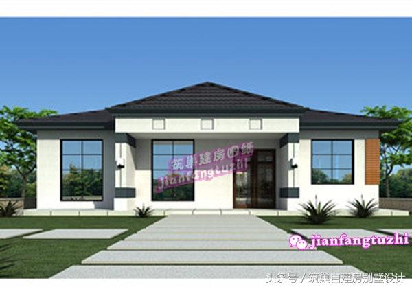 占地150平米左右的一層現(xiàn)代農(nóng)村別墅設(shè)計圖，室內(nèi)布局寬敞合理，含全套施工圖