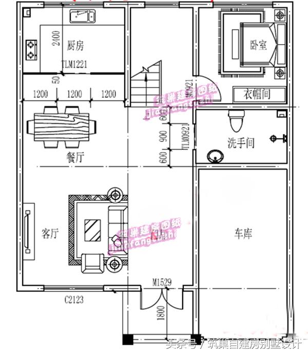 三層帶車庫農(nóng)村自建房別墅設(shè)計圖，戶型合理，空間利用高
