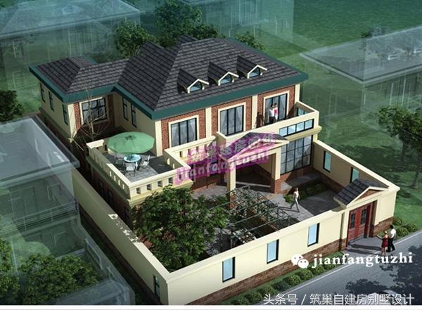 38萬15x15米帶庭院二層簡歐式別墅設計圖，戶型外觀更簡潔、硬朗、更具有現代氣息！