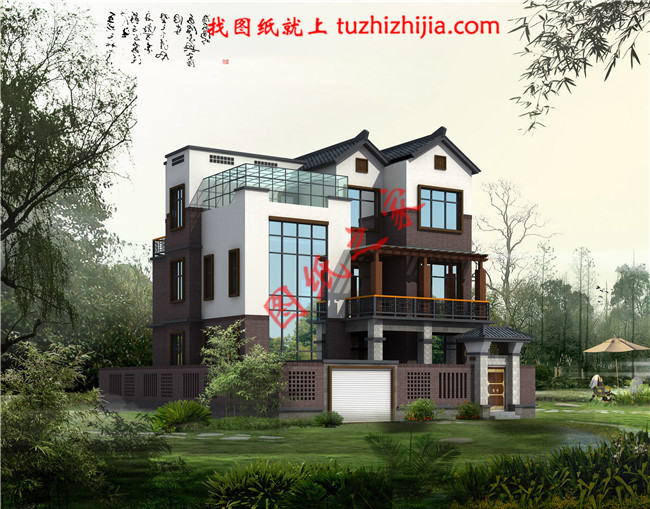 新中式農村三層樓設計圖，帶地下室，主體建筑面積110平米