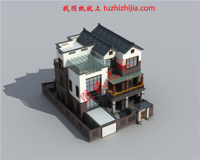 新中式農村三層樓設計圖，帶地下室，主體建筑面積110平米