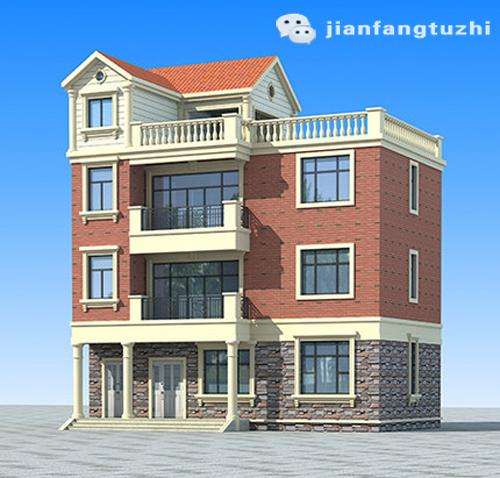 小戶型三層半兄弟戶別墅圖，100㎡32萬3廳3廚9室，帶涼亭。