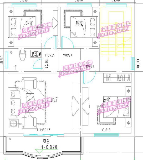 三層農村自建房設計圖，占地僅100平方米，非常適合宅基地面積小的家庭。