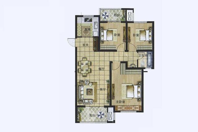 三室兩廳一衛(wèi)115㎡后現(xiàn)代風(fēng)格裝修效果圖，大氣時(shí)尚！