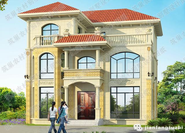 三層農村自建房，40萬2廳7室12×13帶健身房+套房，外觀設計非常大氣。